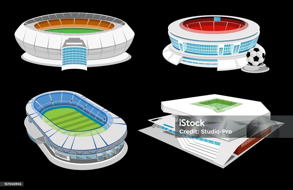 Collection of stadiums Collection of stadiums isolated on black. Eps10 vector illustration. Global colours were used. High resolution jpeg file included(300dpi). Stadium stock vector