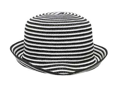 black and white striped hat isolated on white background