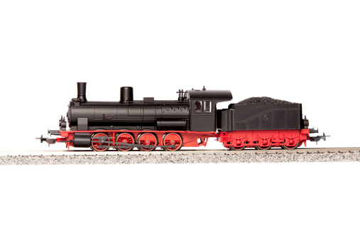 steam loco model isolated over white background