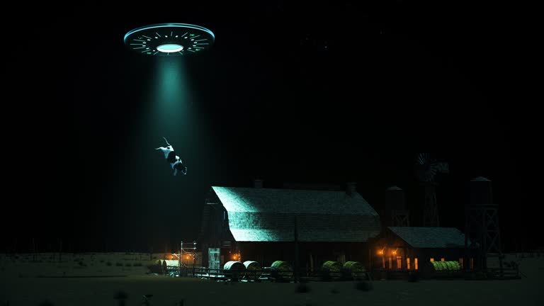 UFO abducting a cow