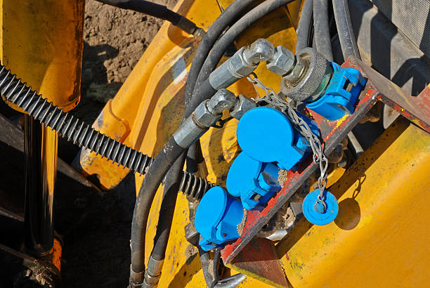 istock Hydraulic system of an excavator. 157048397