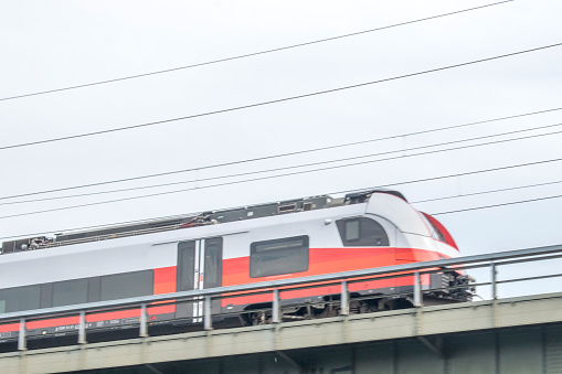 Vienna, Austria - 24 July 2023. Over the River Danube: A Spectacular Train Journey