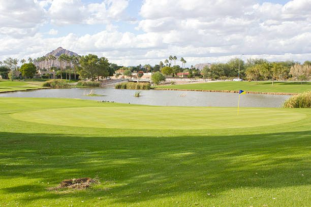 istock Golf Club field with pond 157050864