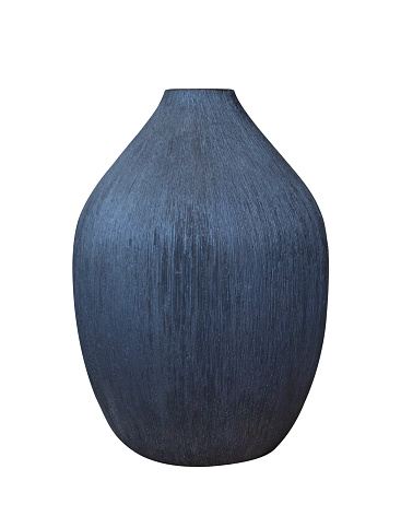 Empty black flower ceramics vase isolated on the white background for home decoration usage