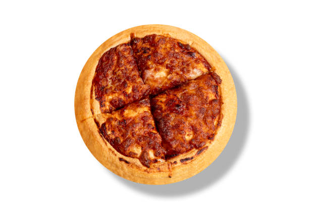 istock Margherita pizza isolated on white background. Pizza delivery. Top view. 1570643759