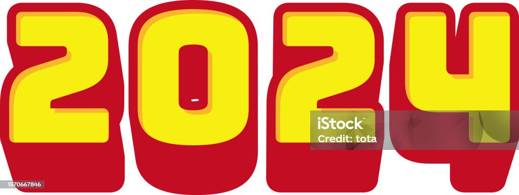 2024 Lettering Yellow Red And Yellow 2024 3d Letters Vector Illustration Stock Illustration ...