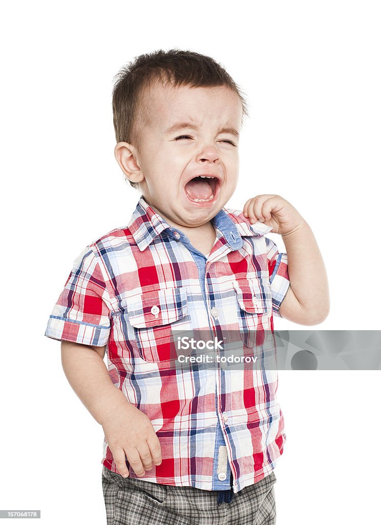 Little baby boy crying Little baby boy crying. Isolated on white bakcground Boys Stock Photo