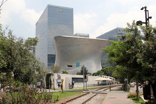 Mexico City, Mexico - July 19, 2023: Soumaya Museum in Plaza Carso where the art collection of the Carlos Slim Foundation is conserved, protected and investigated in the Polanco area