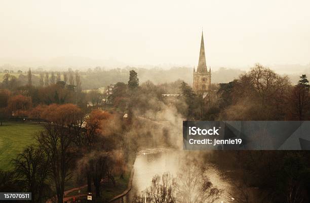 Misty View Over Stratforduponavon Stock Photo - Download Image Now - Town, Stratford-upon-Avon, Church