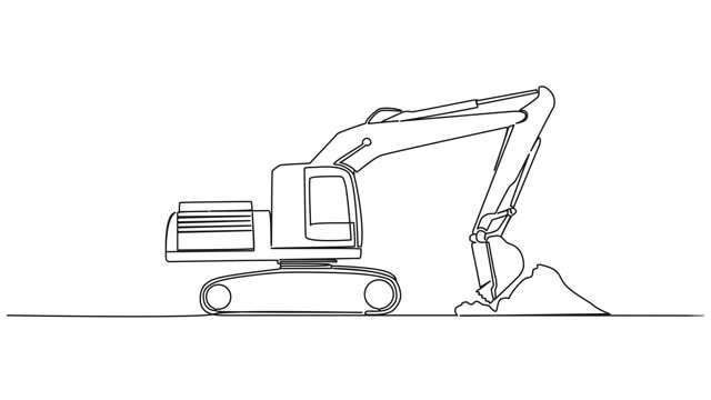 animated single line drawing of excavator