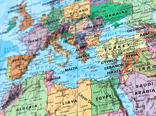 istock europe and Mediterranean map 157075072