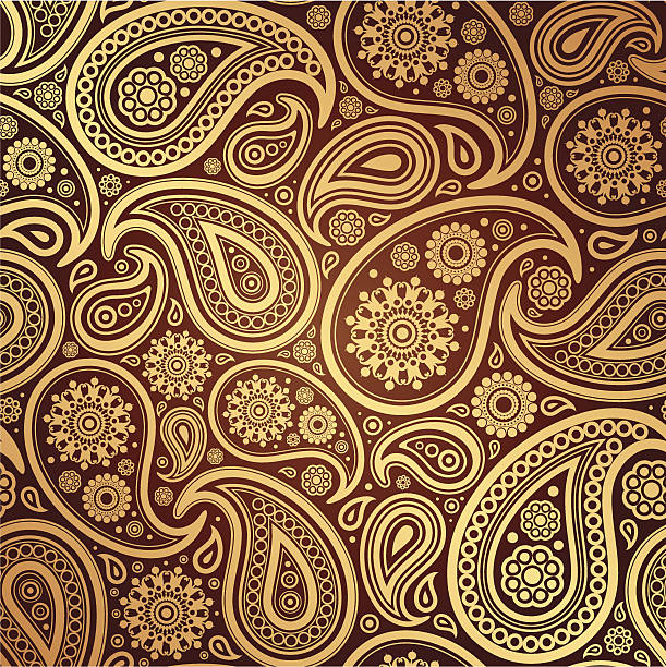 illustrations, cliparts, dessins animés et icônes de seamless doré avec motif cachemire paisley - paisley