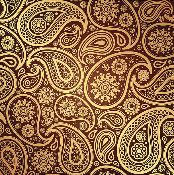 seamless with golden  paisley Pattern in east style , vector illustration paisley pattern stock illustrations