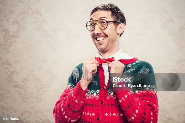 크리스마스 스웨터 얼간이 크리스마스에 대한 스톡 사진 및 기타 이미지 - 크리스마스, 유머, 크리스마스 스웨터
