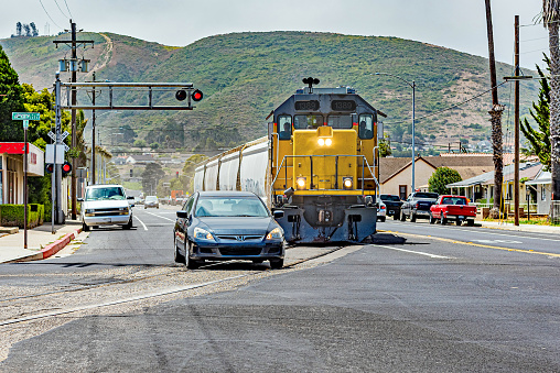 06/ 29/2017. Lompoc Ca. Two locomotives roll northbound down \