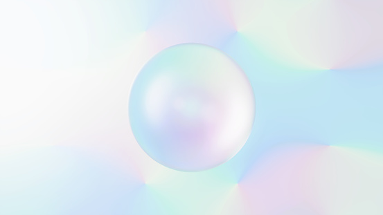 3D Illustration.Fantastic and colorful gradient background and transparent sphere. (Horizontal)