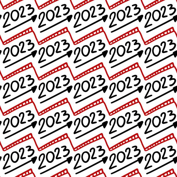 ilustrações de stock, clip art, desenhos animados e ícones de seamless pattern of number 2023 - 0 3 months