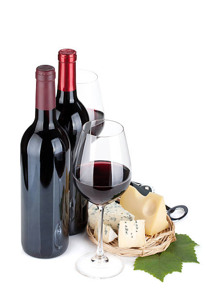 rosso vino e formaggio - cheese portion nobody two objects foto e immagini stock