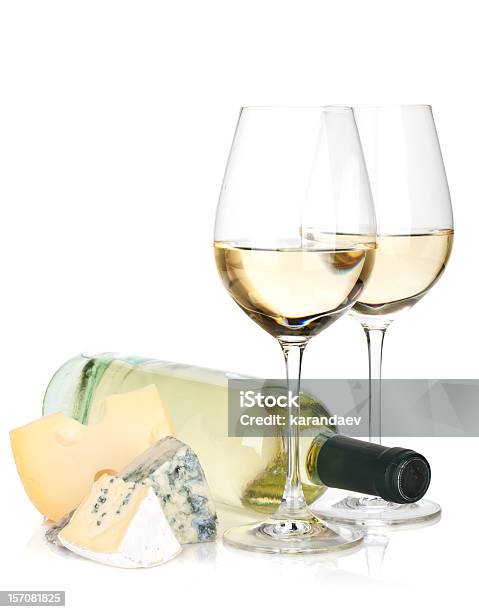 White Wine And Cheese Stock Photo - Download Image Now - Alcohol - Drink, Appetizer, Bottle