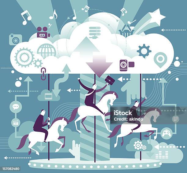 Fun Cloud Computing Concept Stock Illustration - Download Image Now - Carousel, Merry-Go-Round, Traveling Carnival
