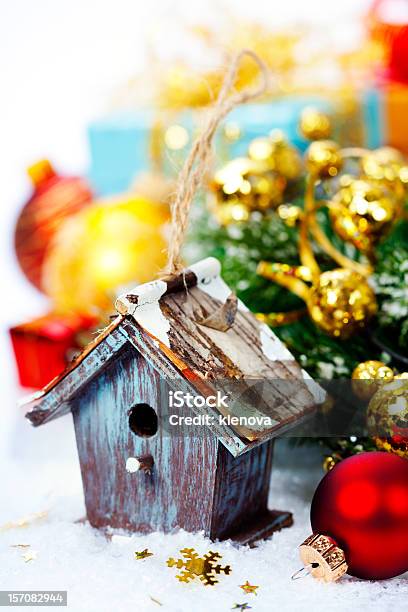 Christmas Composition Stock Photo - Download Image Now - Art And Craft, Backgrounds, Birdhouse