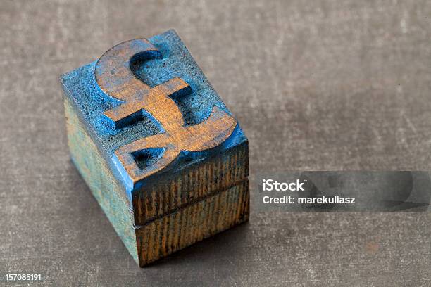 Pound Symbolholz Typblock Stockfoto und mehr Bilder von Altertümlich - Altertümlich, Antiquität, Blau