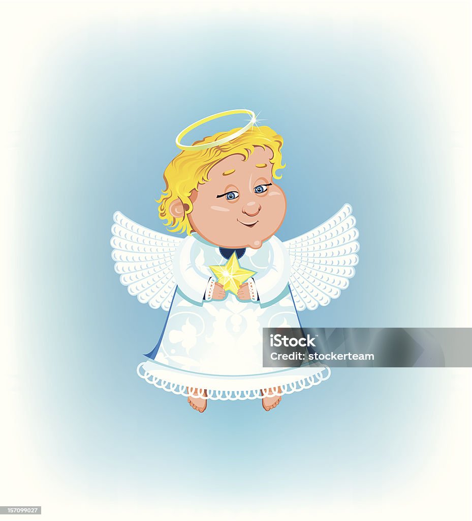 Um lindo Anjo com estrela de Natal - Royalty-free Anjo arte vetorial