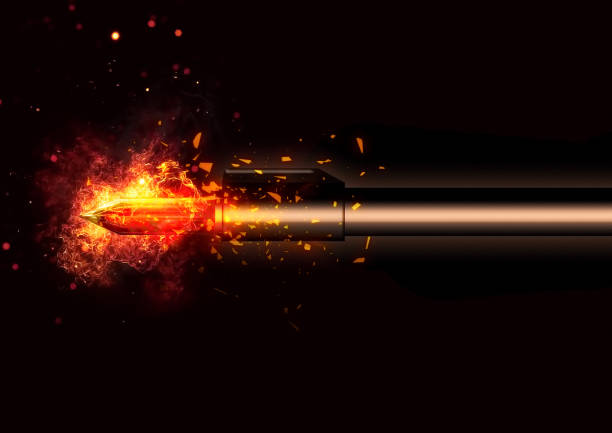istock 3d illustration of a flaming bullet fired from a handgun 1571003005