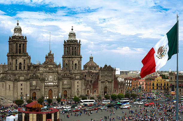 Principal Square with Flag in Mexico City