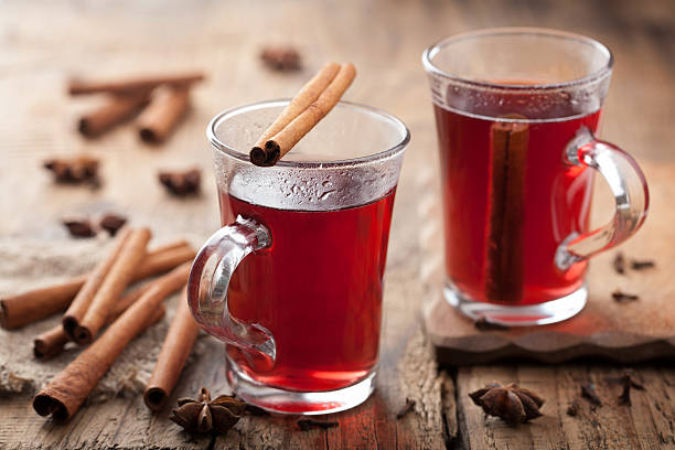 glass of mulled wine stock photo