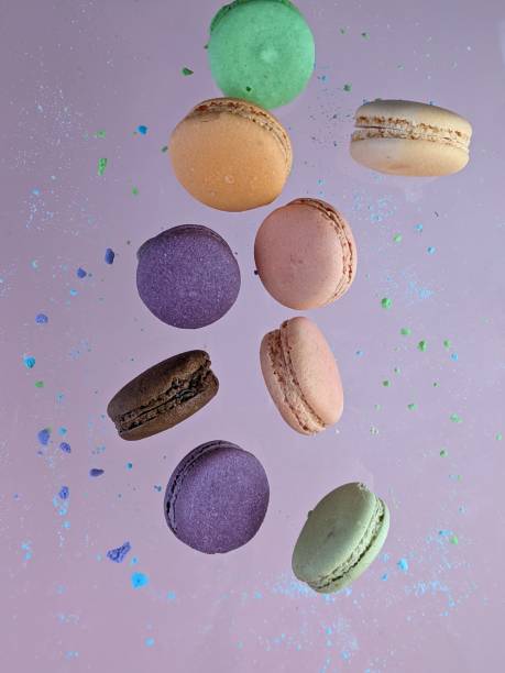 hanging of colorful macaroon as a pastries concept