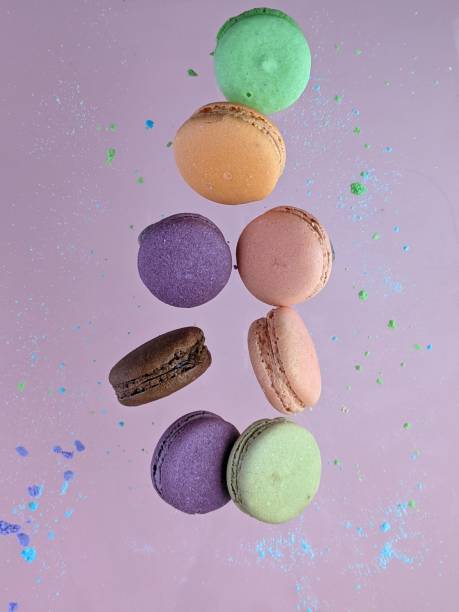 hanging of colorful macaroon as a pastries concept