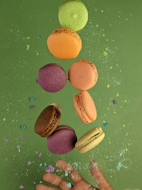 hanging of colorful macaroon as a pastries concept