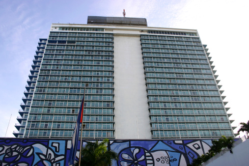 Old Havana Skyscraper with art paint in its facade