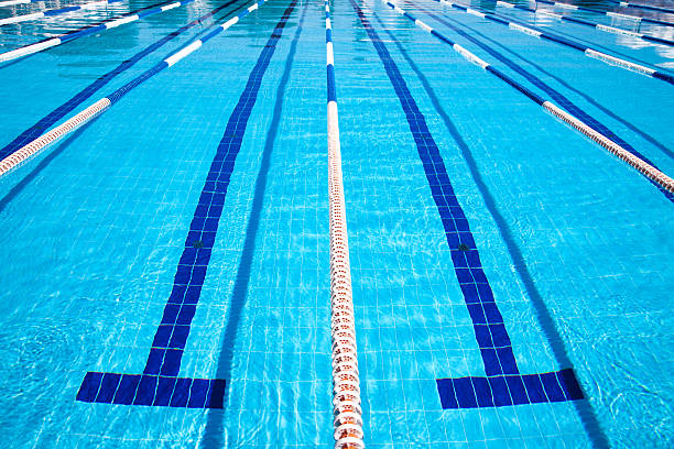 istock Overhead view of lanes in lap swimming pool 157102280