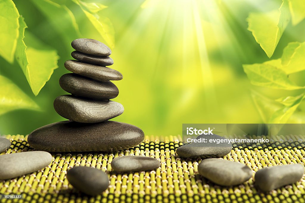 Verde eco fundo com spa pedras e folhas - Royalty-free Bambu - Material Foto de stock