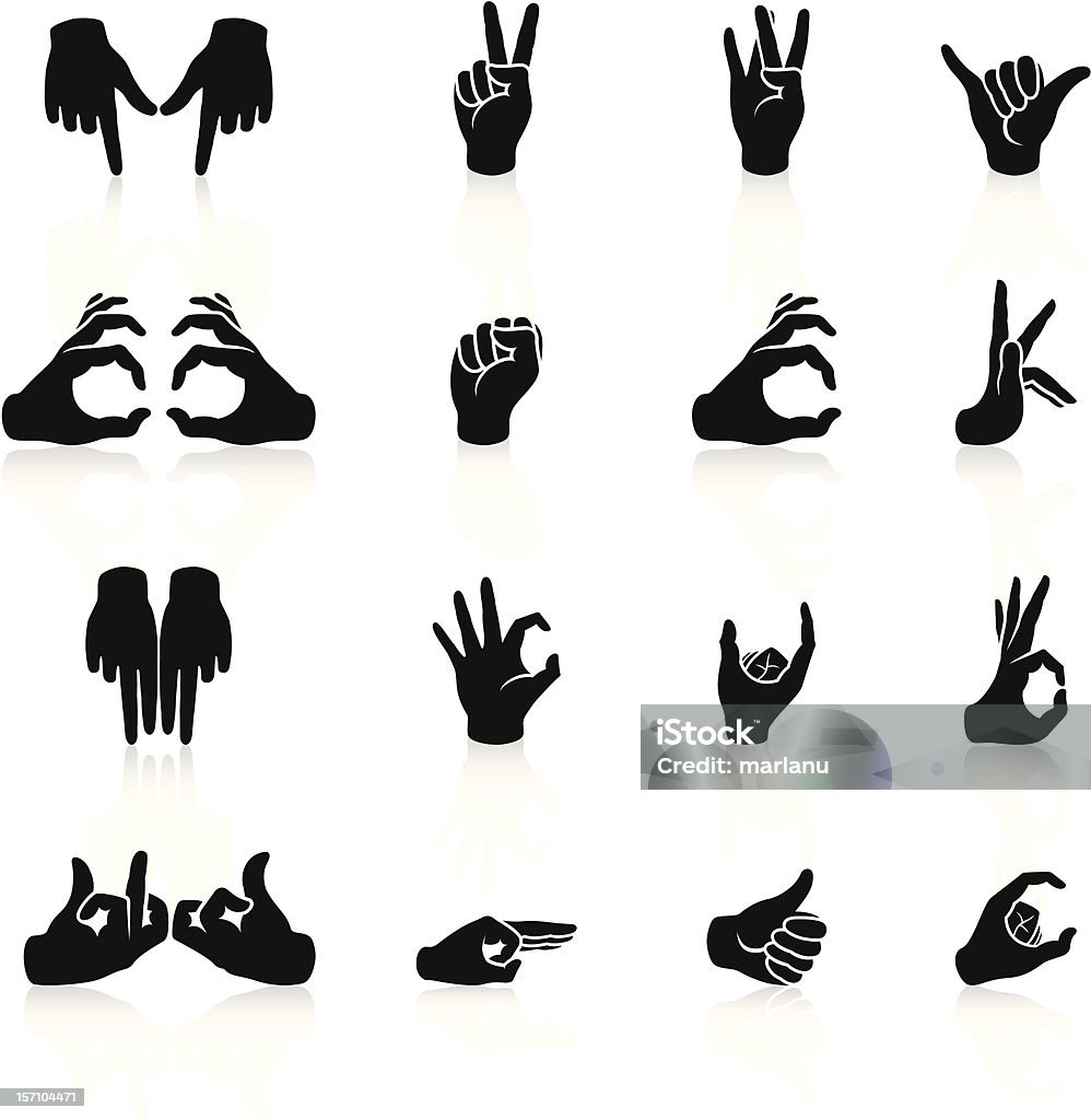 Bandas iconos de señal de mano de la serie Black - arte vectorial de Color negro libre de derechos