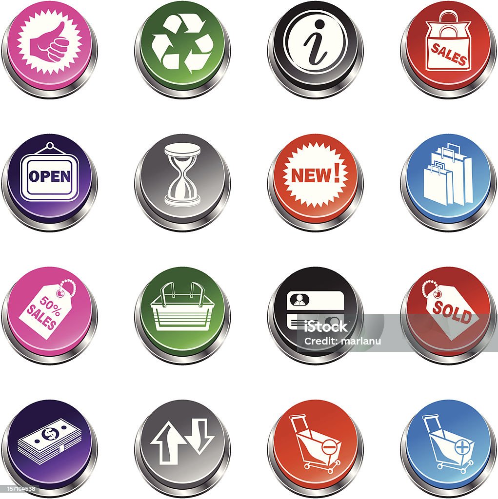Shopping und Verkauf Symbol - 3D-Push Button Series - Lizenzfrei Ausverkauf Vektorgrafik