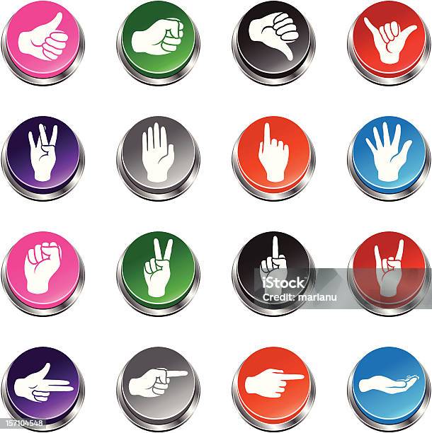 Hand Zeichen Symbol 3dpush Button Series Stock Vektor Art und mehr Bilder von Comic - Kunstwerk - Comic - Kunstwerk, Daumen, Faust