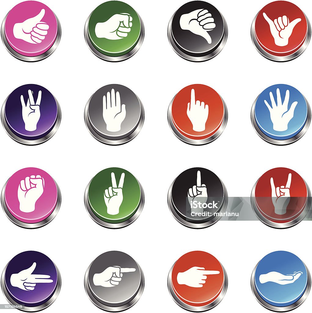 Mão placas ícones-animação botão Series - Vetor de Apontar - Sinal Manual royalty-free