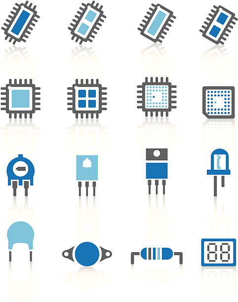 elektroniczne części ikony-niebieski serii - thermistor stock illustrations