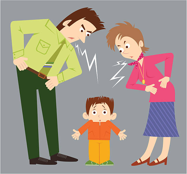 probleme - two parent family displeased anger furious stock-grafiken, -clipart, -cartoons und -symbole