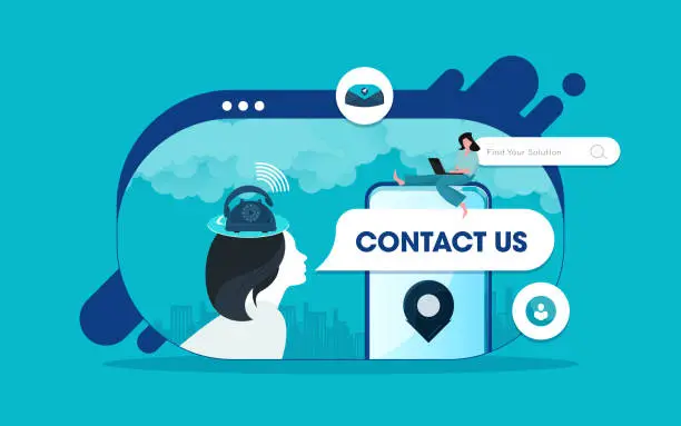Vector illustration of Contact Us and Support Concept