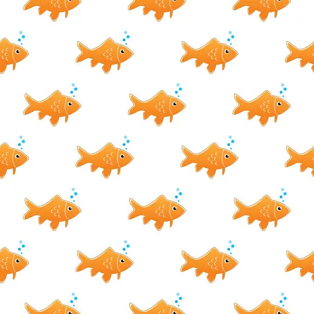 Vector illustration of Goldfish Seamless Pattern
