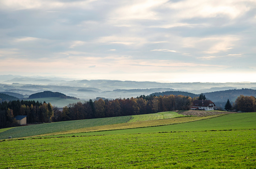 Wide angle capture of the beautiful Austrian landscape near Linz in autumn 2012.