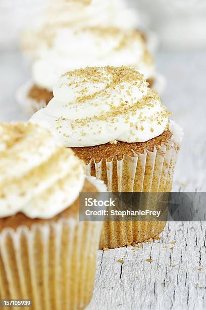 Pumpkin Spice Cupcake With Cream Cheese Icing Stock Photo - Download Image Now - Baked, Brown Sugar, Close-up