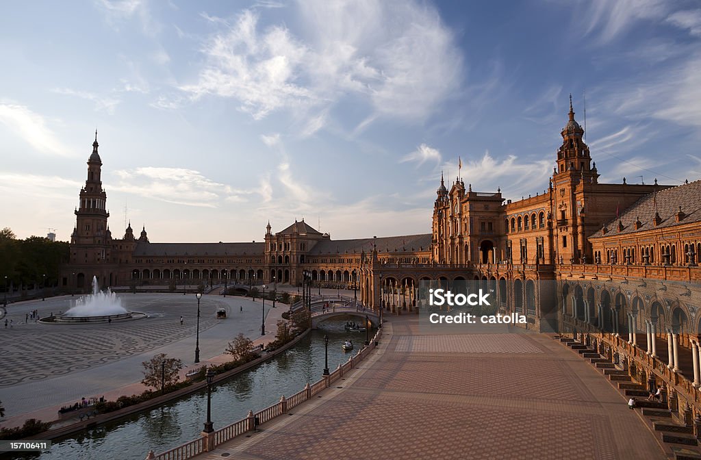 Plaza de Espana bei Sonnenuntergang - Lizenzfrei Abenddämmerung Stock-Foto