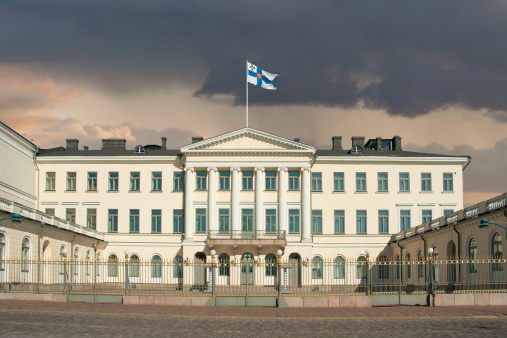The Presidential Palace in Helsinki is one of the official residences in Helsinki of the President of the Republic of Finland.  Architect Per Granshtedt.