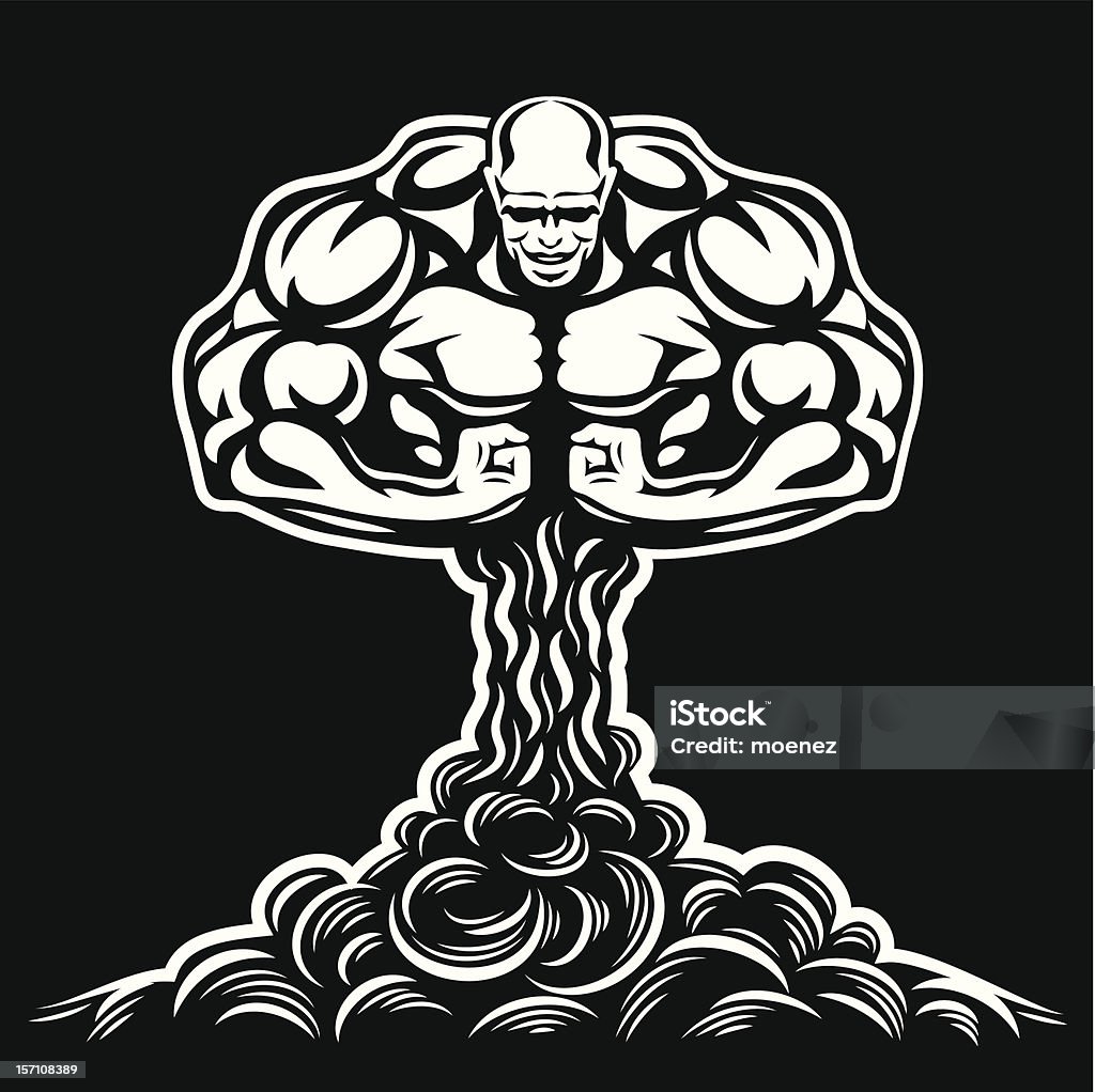 Ядерный взрыв bodybuilder - Векторная графика Грибовидное облако роялти-фри