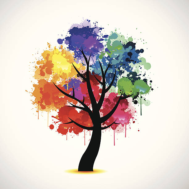 Abstract colorful tree vector art illustration